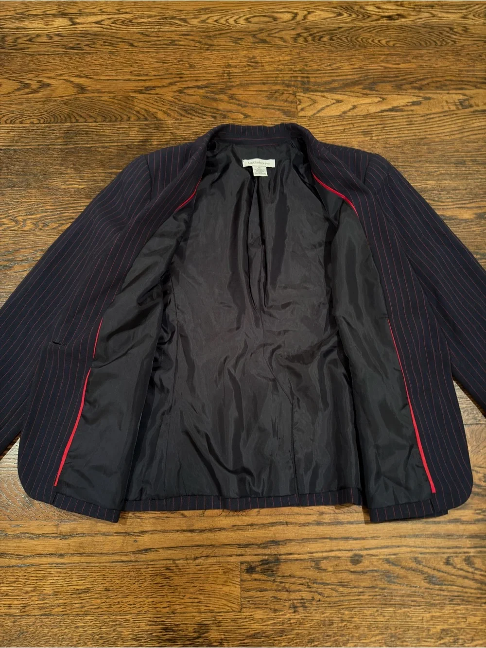 Vintage Liz Claiborne Navy Blazer with Red Pinstripes
